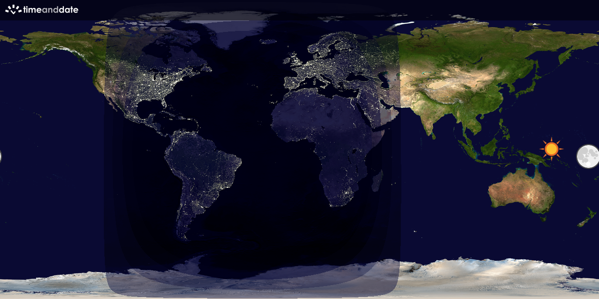 Verdenskart som viser dag og natt 