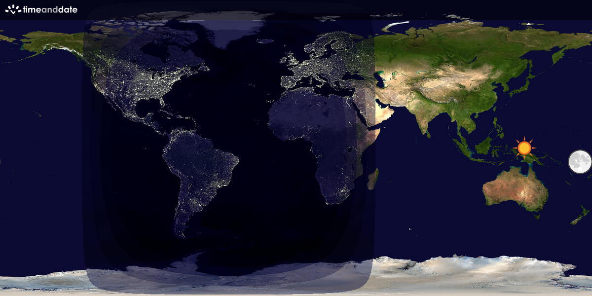 Verdenskart som viser dag og natt 