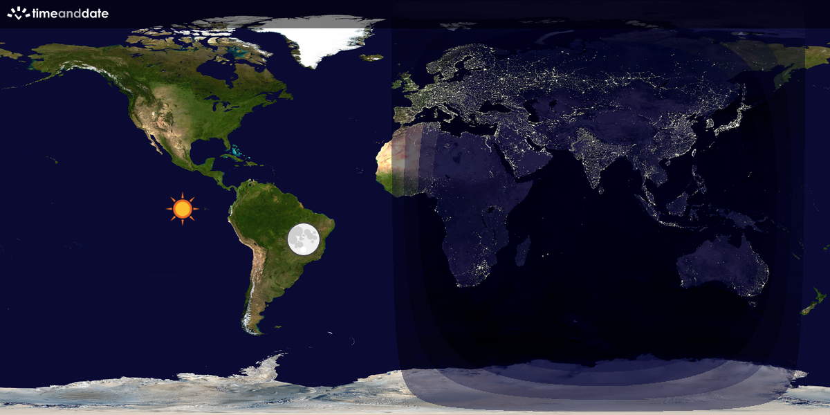 Verdenskart som viser dag og natt 