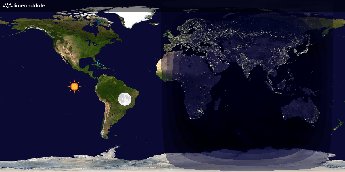 Verdenskart som viser dag og natt 