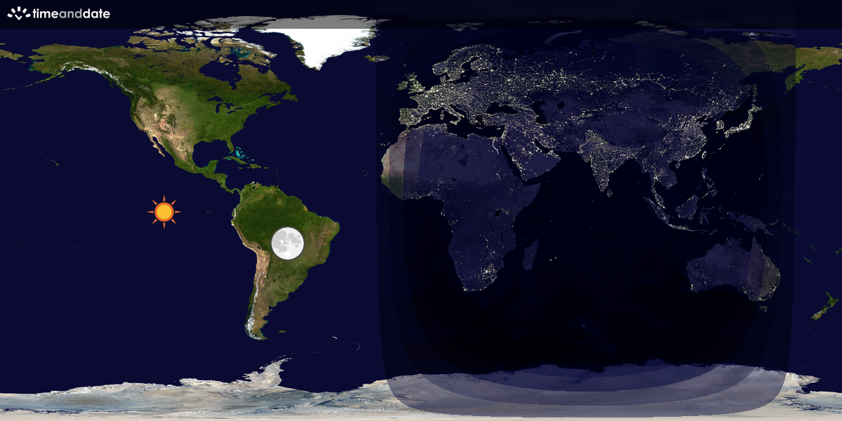 Verdenskart som viser dag og natt 