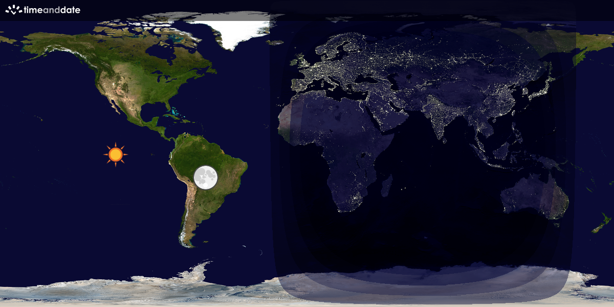 Verdenskart som viser dag og natt 