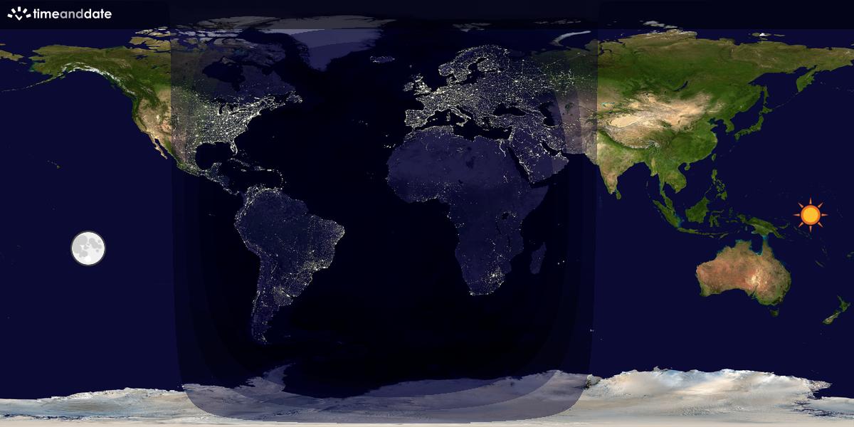 Verdenskart som viser dag og natt 