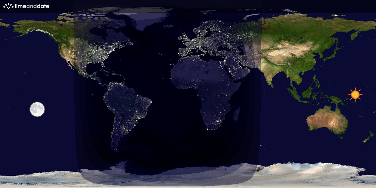 Verdenskart som viser dag og natt 