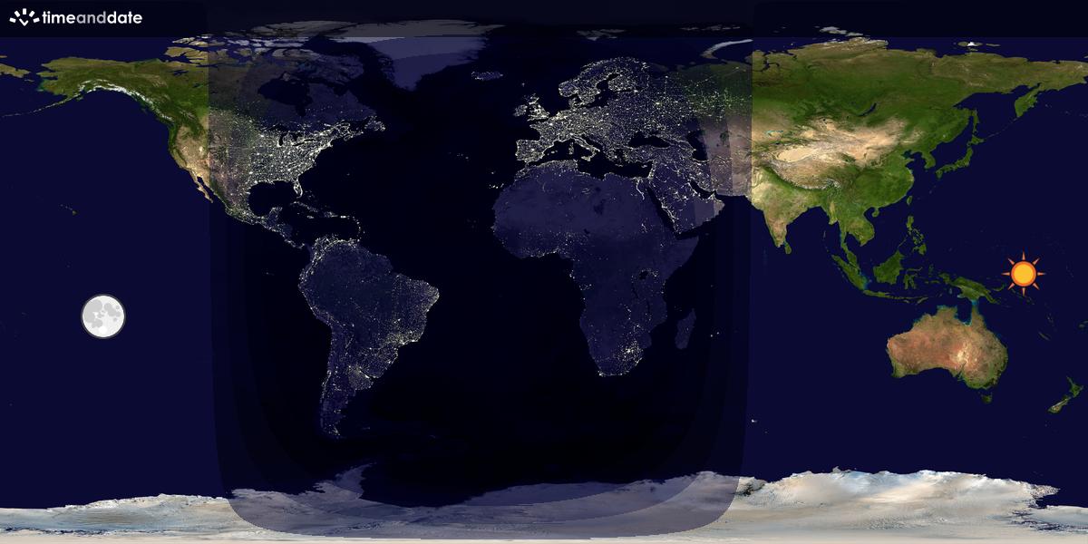 Verdenskart som viser dag og natt 