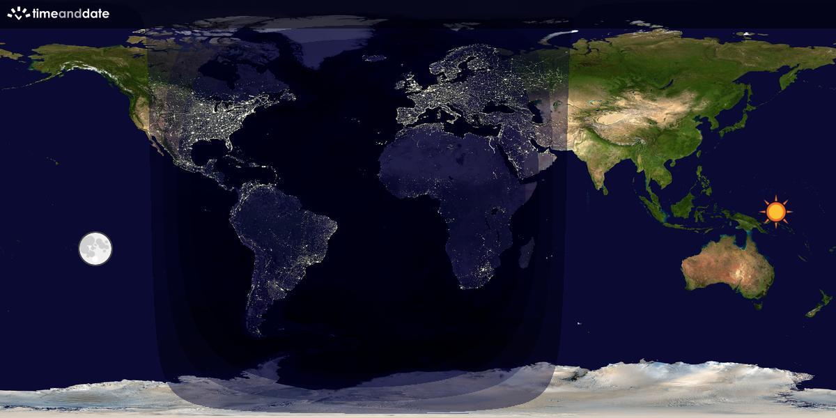 Verdenskart som viser dag og natt 
