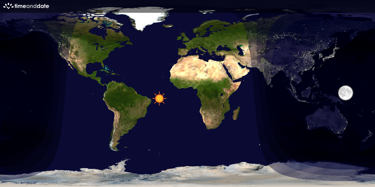 Verdenskart som viser dag og natt 