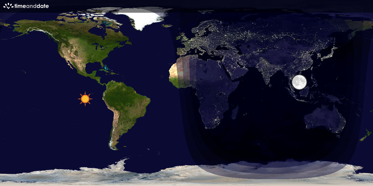 Verdenskart som viser dag og natt 