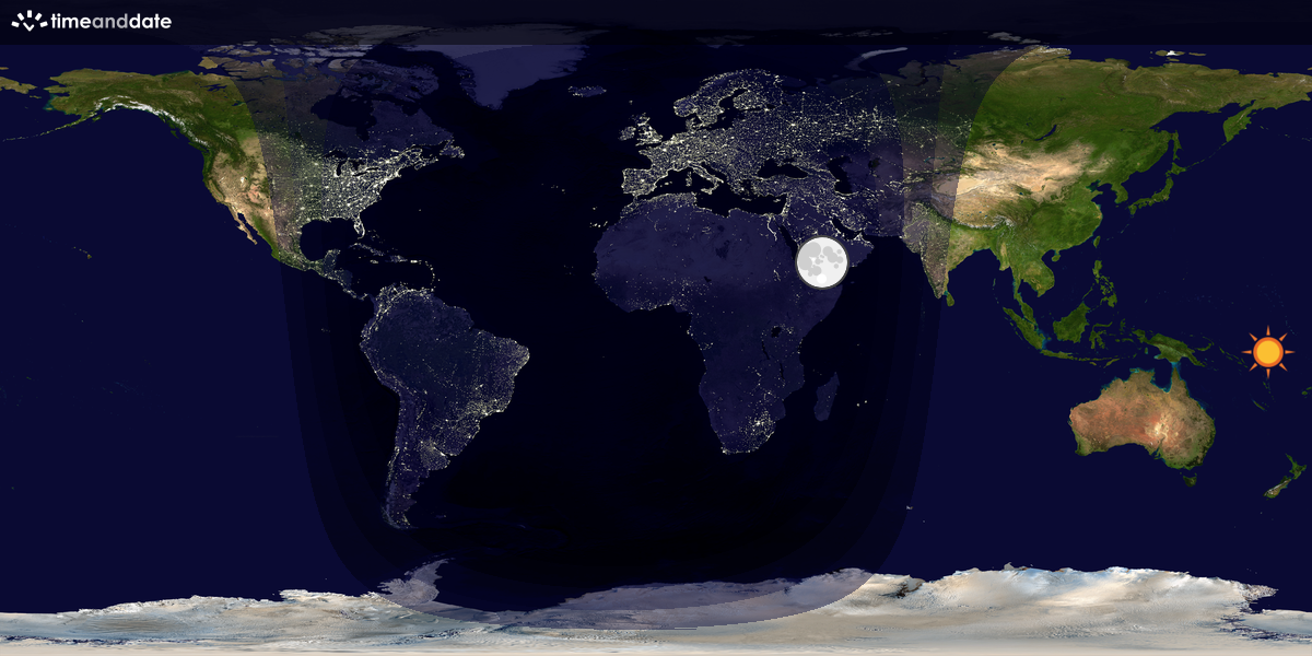 Verdenskart som viser dag og natt 