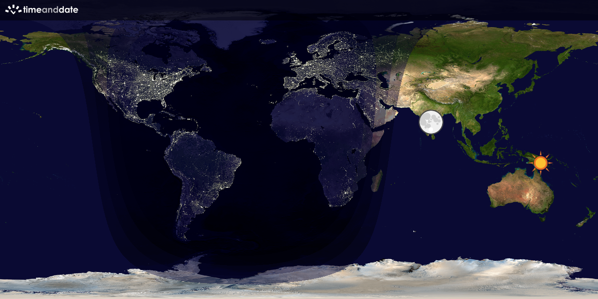 Verdenskart som viser dag og natt 