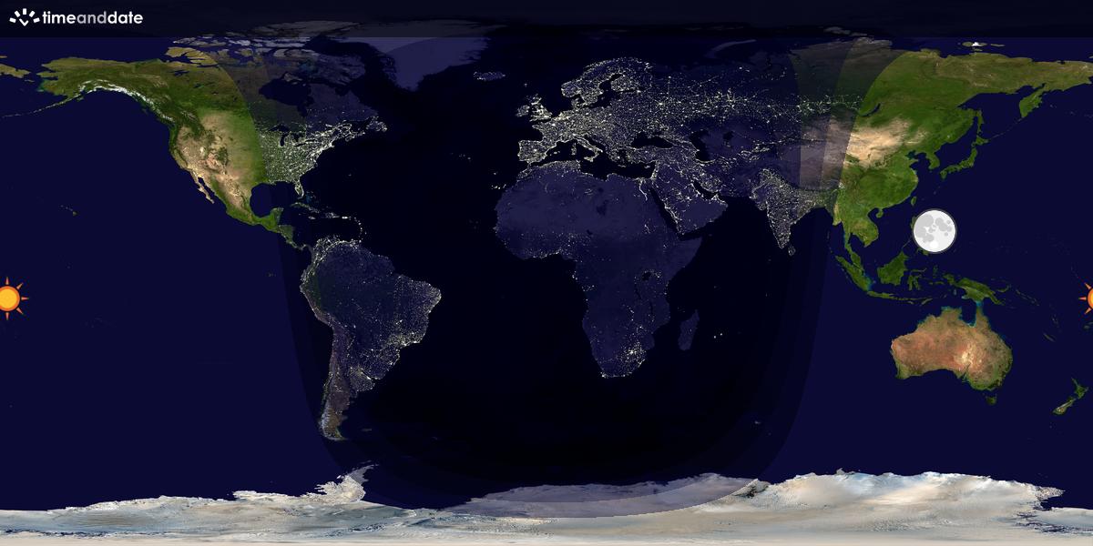 Verdenskart som viser dag og natt 