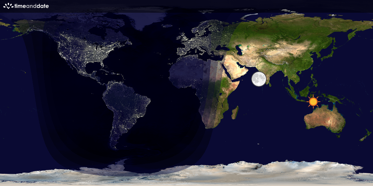 Verdenskart som viser dag og natt 