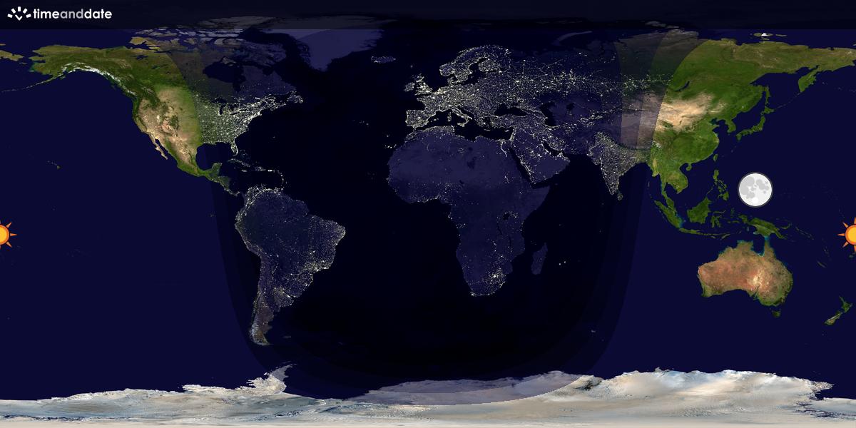 Verdenskart som viser dag og natt 