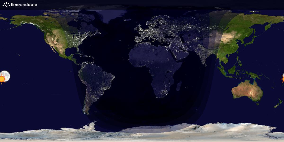 Verdenskart som viser dag og natt 