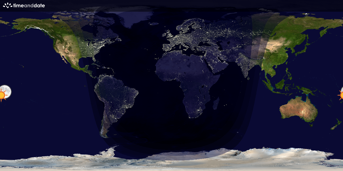Verdenskart som viser dag og natt 