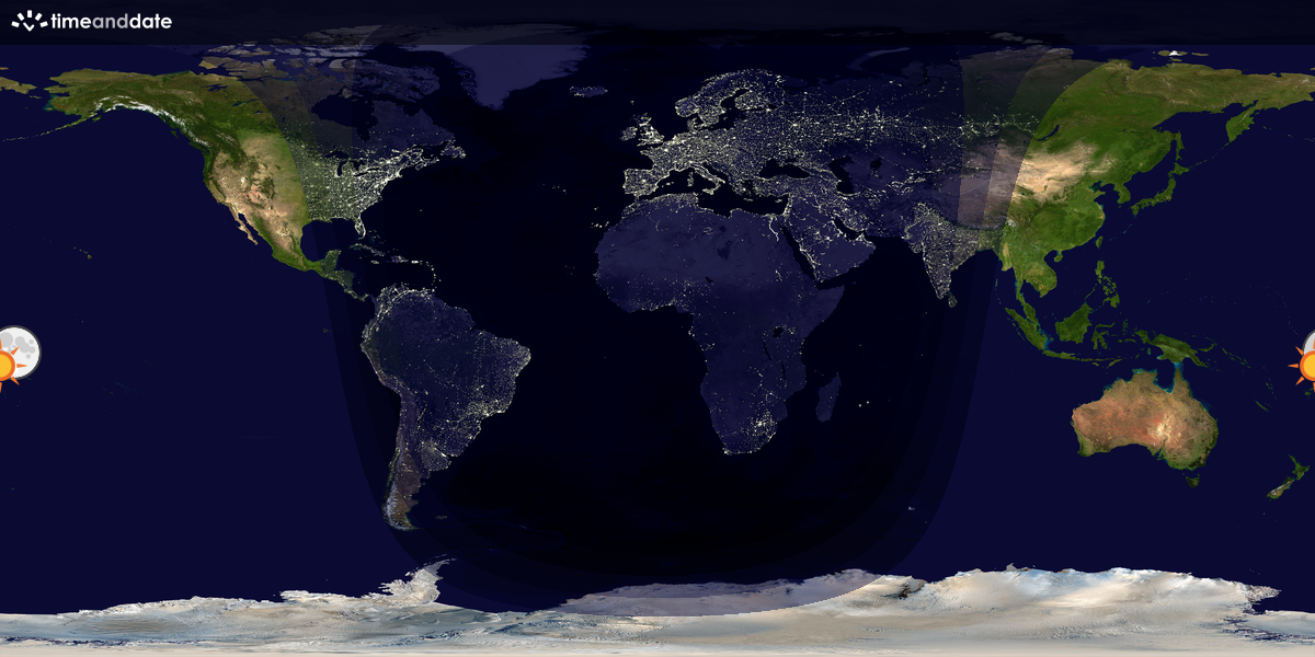 Verdenskart som viser dag og natt 