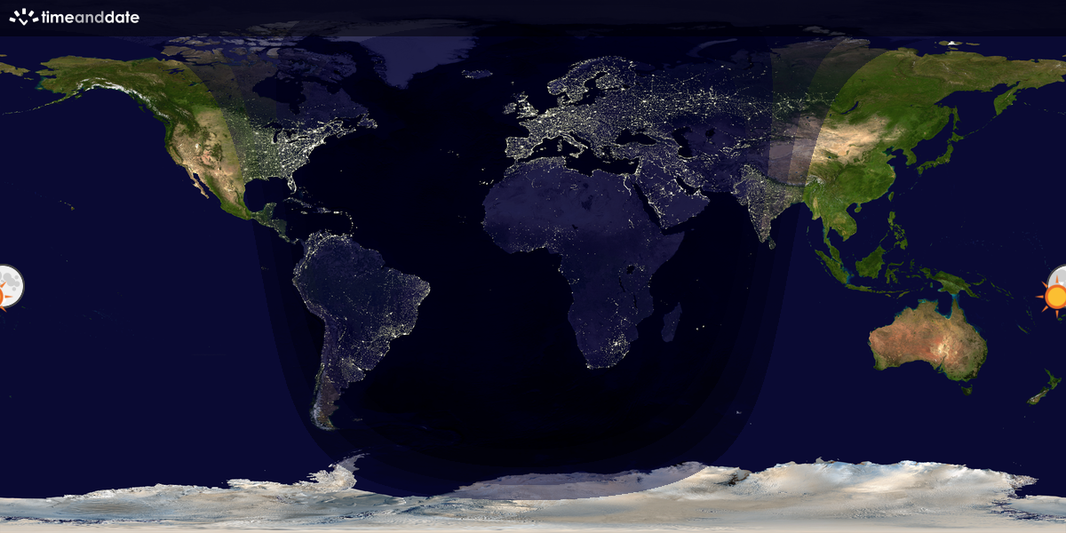 Verdenskart som viser dag og natt 