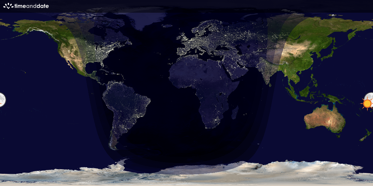 Verdenskart som viser dag og natt 