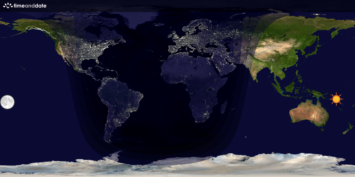Verdenskart som viser dag og natt 