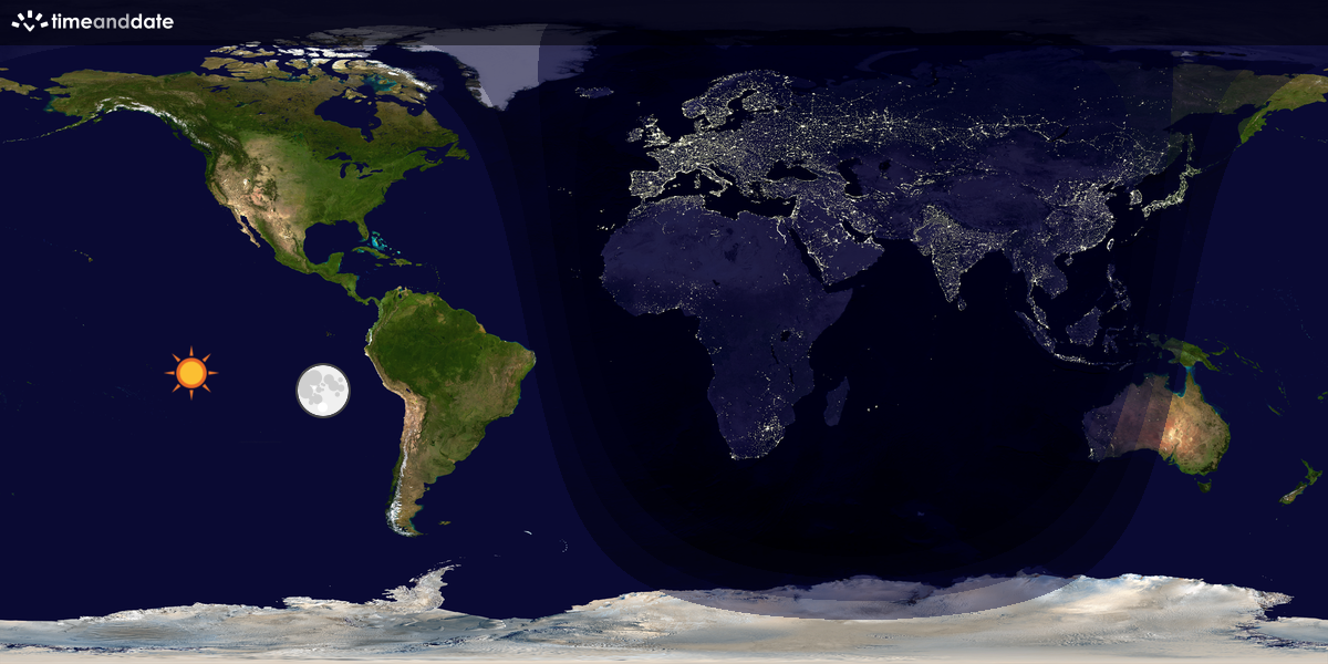 Verdenskart som viser dag og natt 