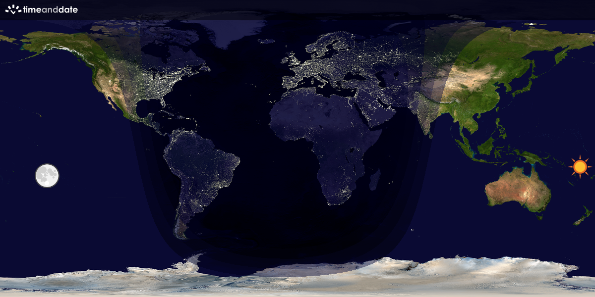 Verdenskart som viser dag og natt 