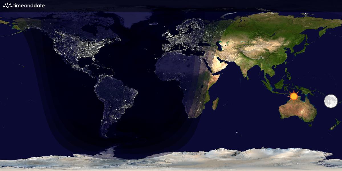 Verdenskart som viser dag og natt 