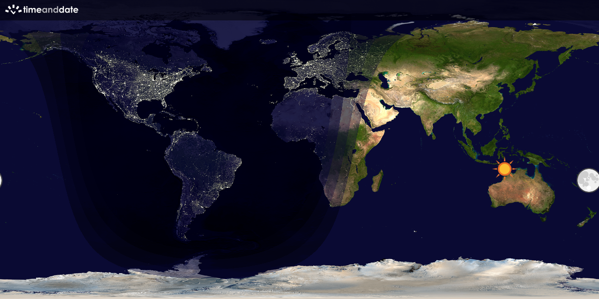 Verdenskart som viser dag og natt 