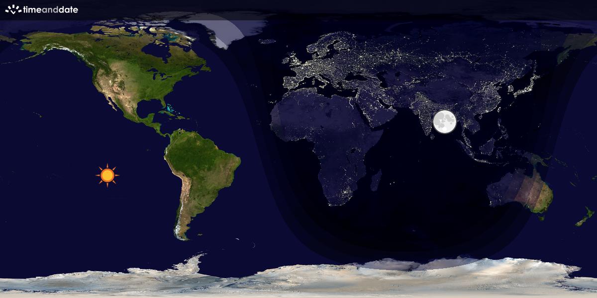 Verdenskart som viser dag og natt 