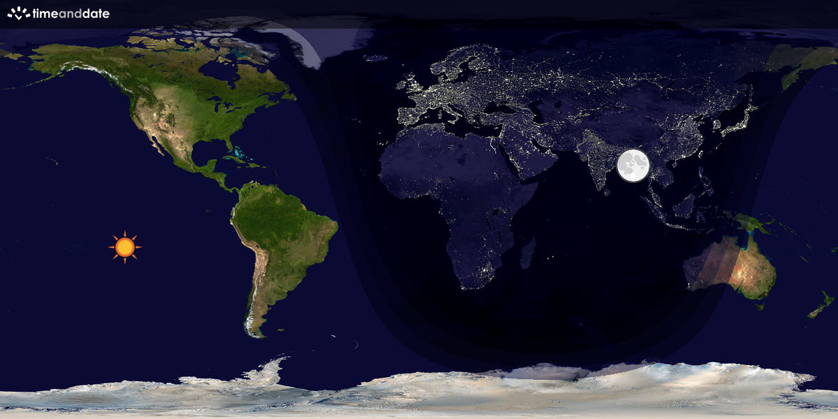 Verdenskart som viser dag og natt 