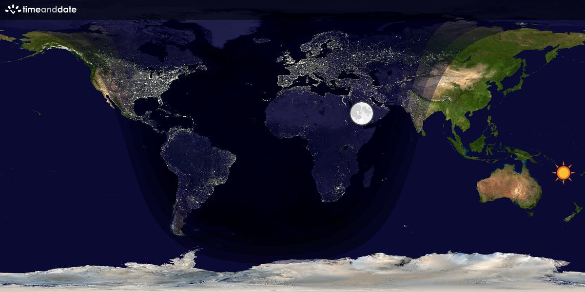 Verdenskart som viser dag og natt 