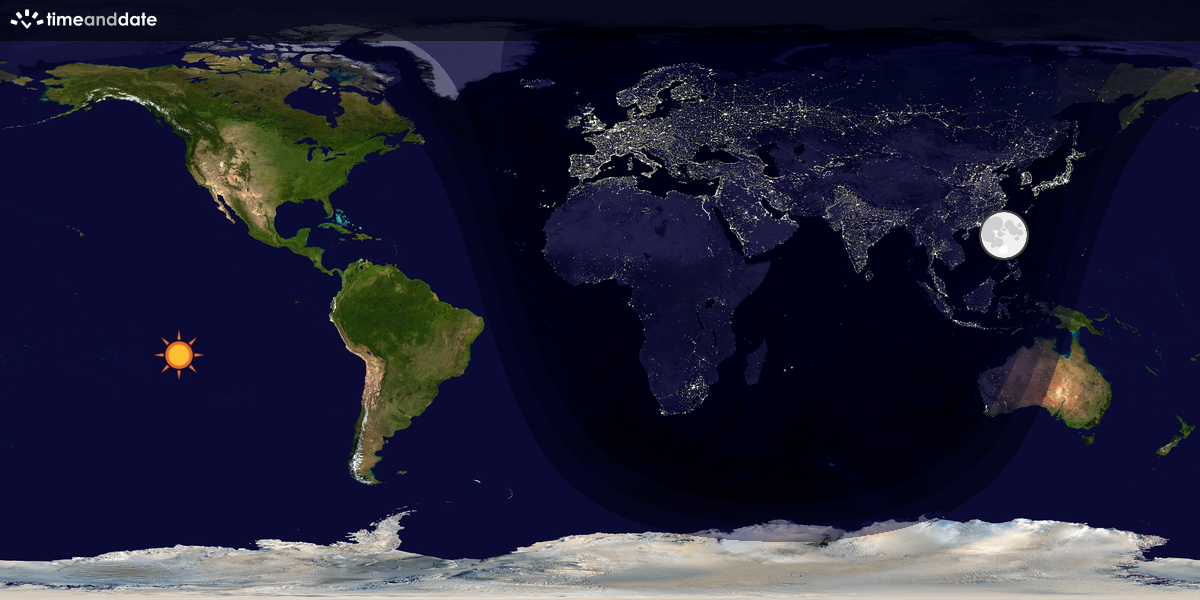 Verdenskart som viser dag og natt 