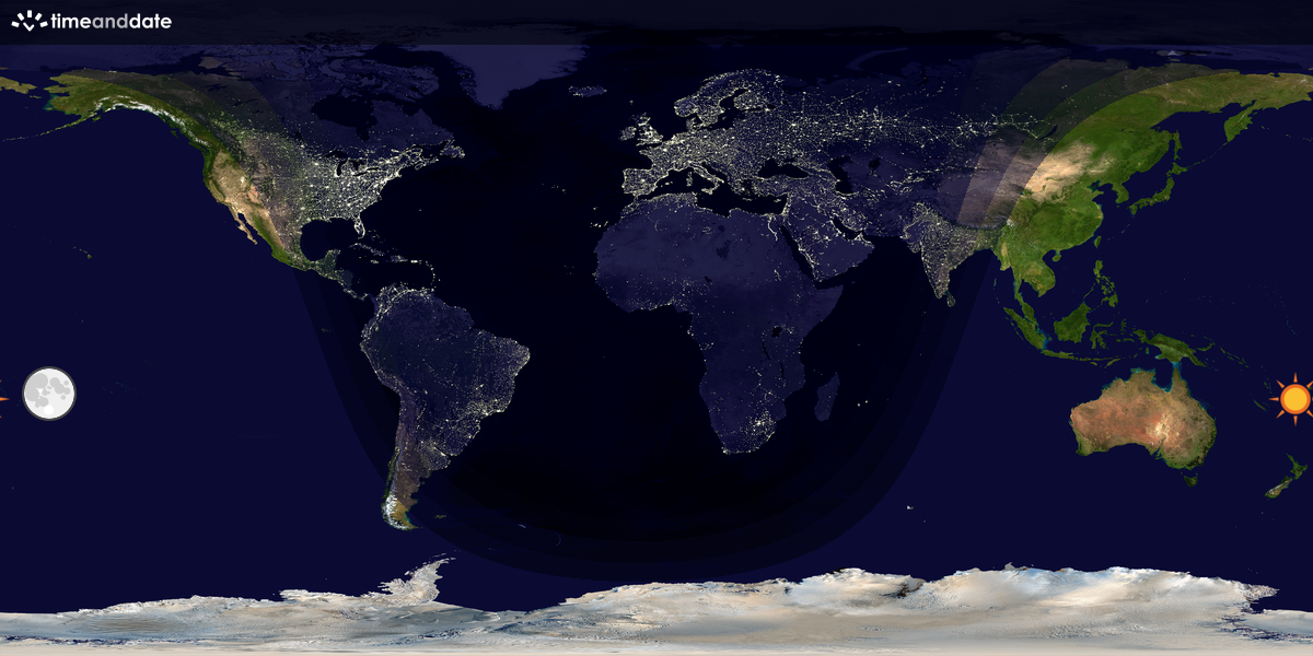 Verdenskart som viser dag og natt 