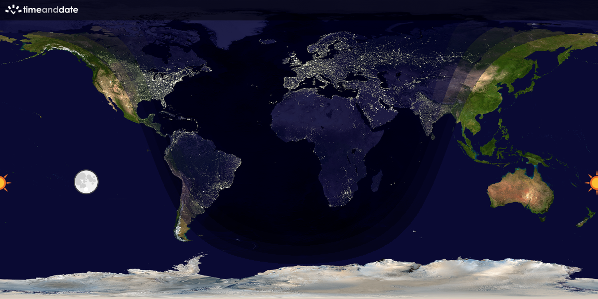 Verdenskart som viser dag og natt 