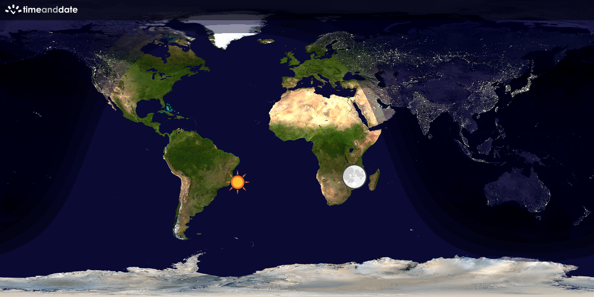 Verdenskart som viser dag og natt 