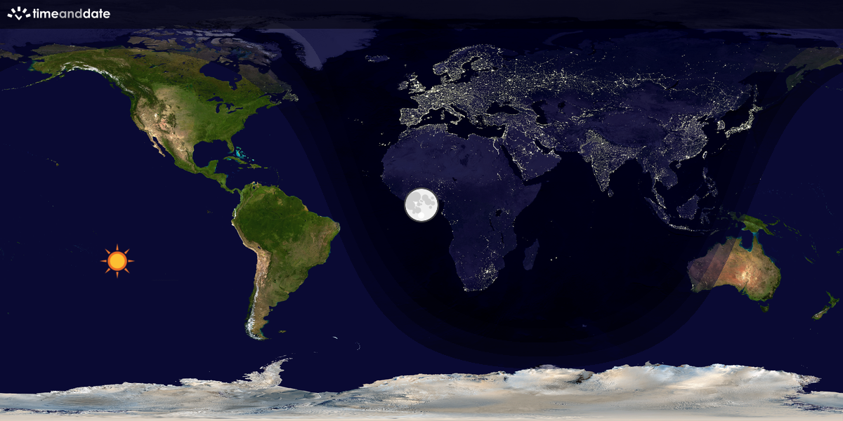 Verdenskart som viser dag og natt 