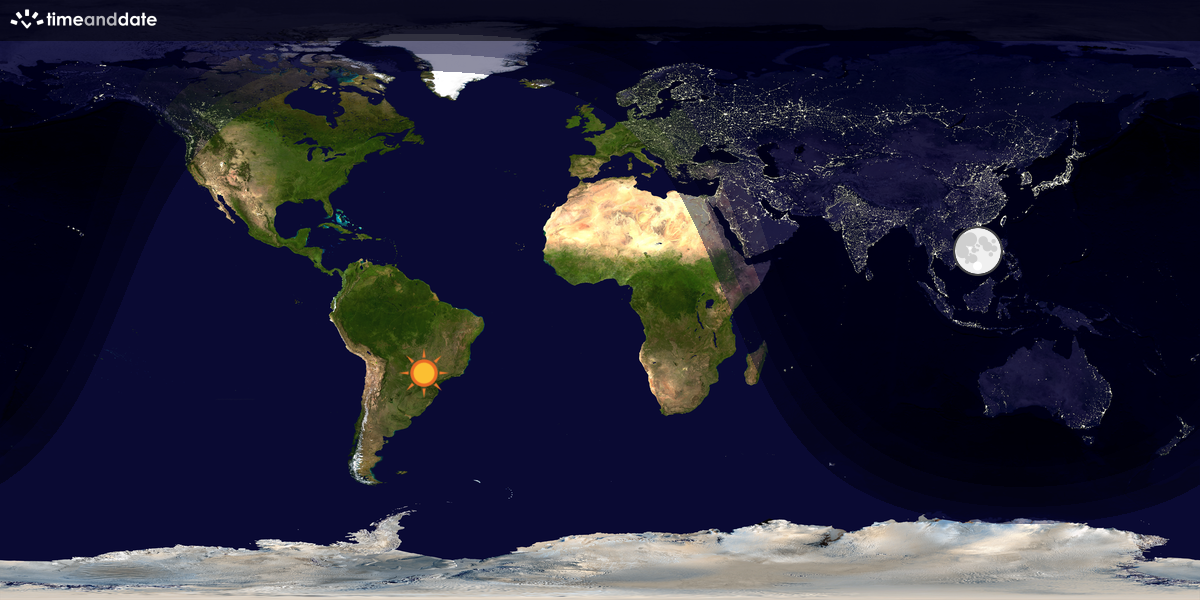 Verdenskart som viser dag og natt 