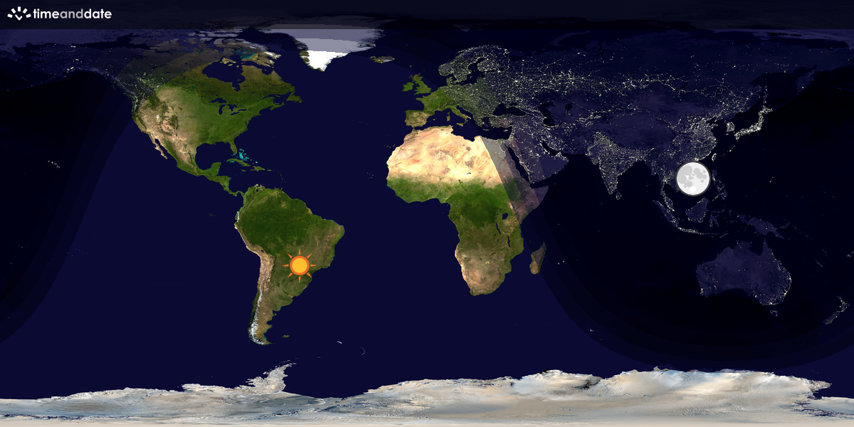 Verdenskart som viser dag og natt 
