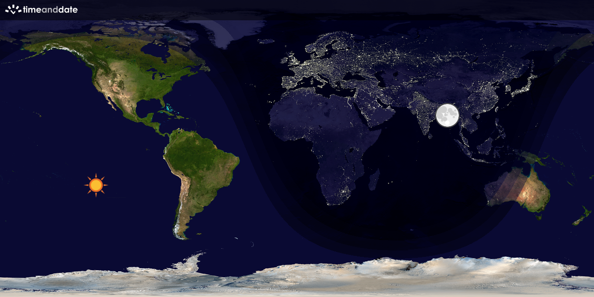 Verdenskart som viser dag og natt 