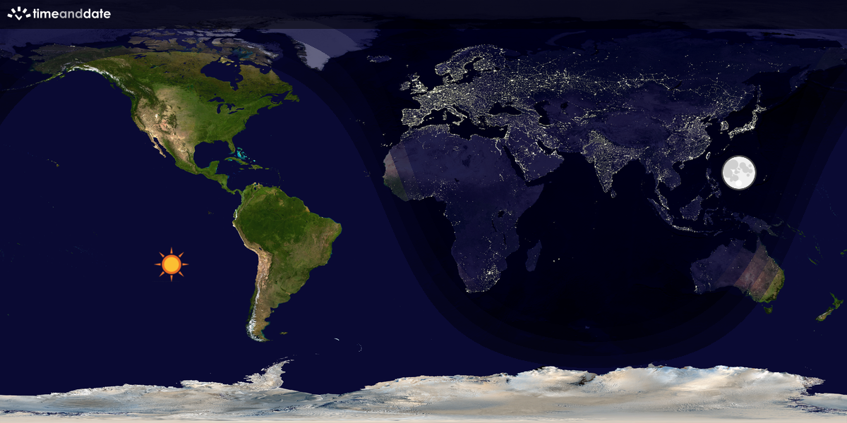 Verdenskart som viser dag og natt 