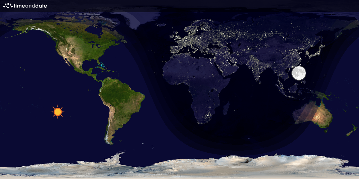 Verdenskart som viser dag og natt 