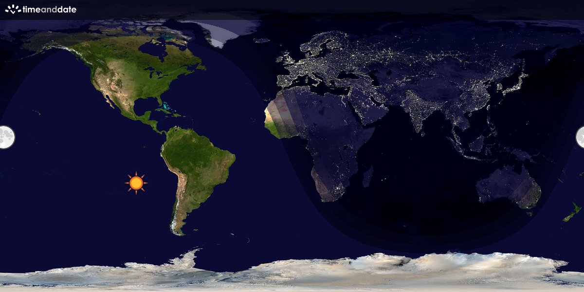 Verdenskart som viser dag og natt 