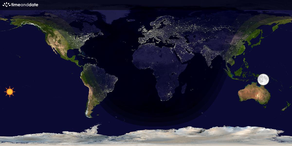Verdenskart som viser dag og natt 