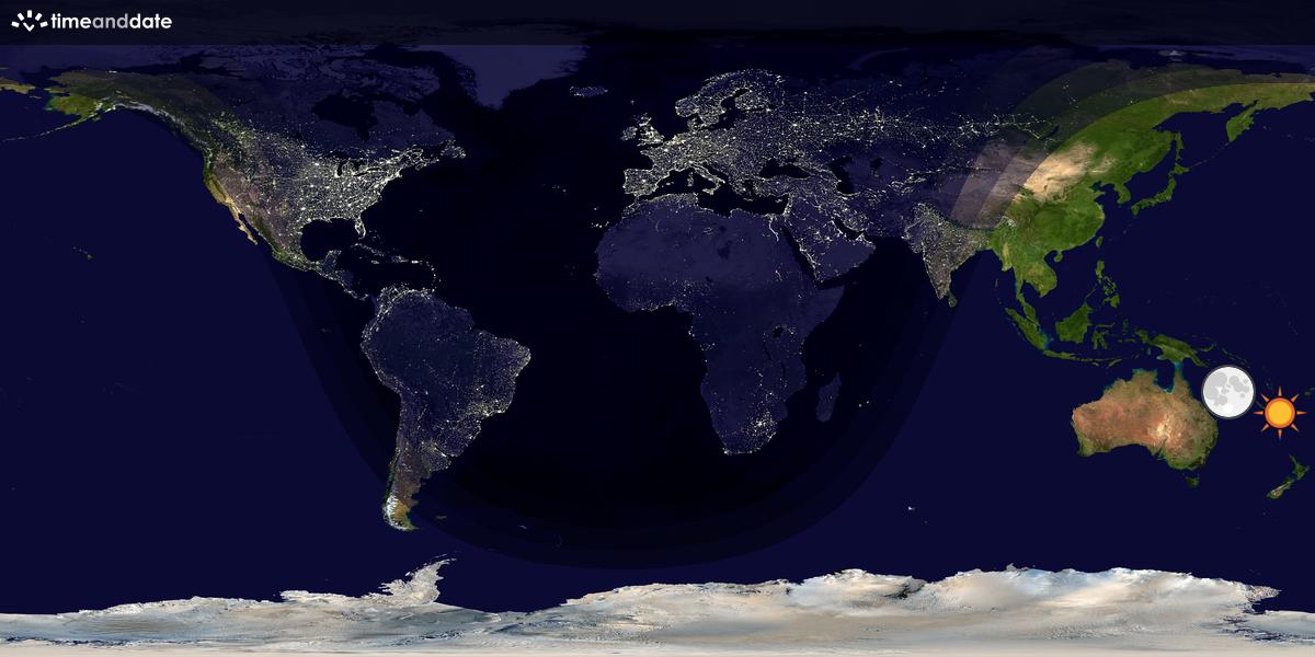 Verdenskart som viser dag og natt 