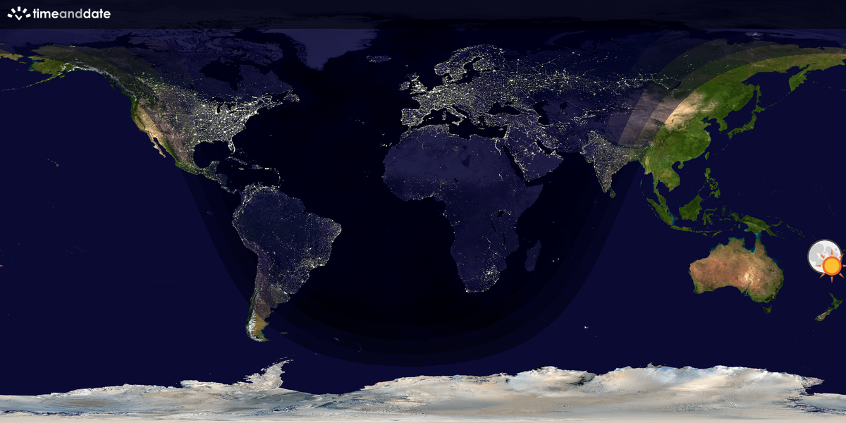 Verdenskart som viser dag og natt 