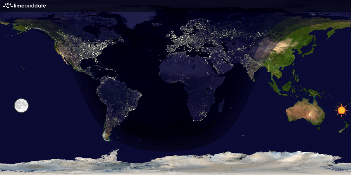 Verdenskart som viser dag og natt 