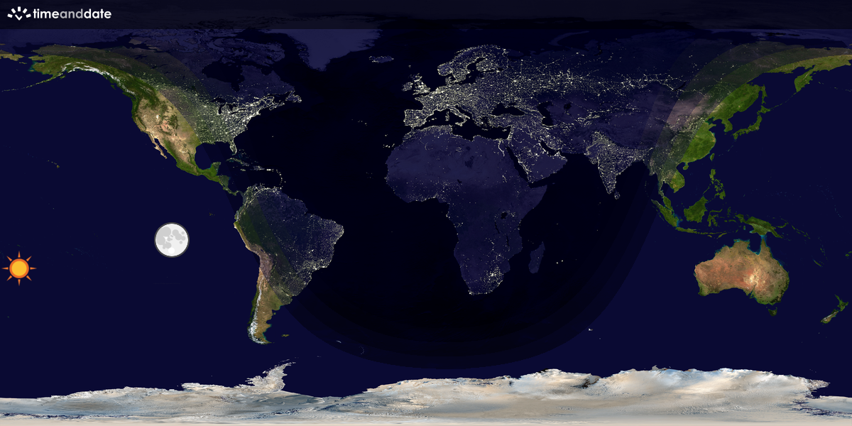 Verdenskart som viser dag og natt 