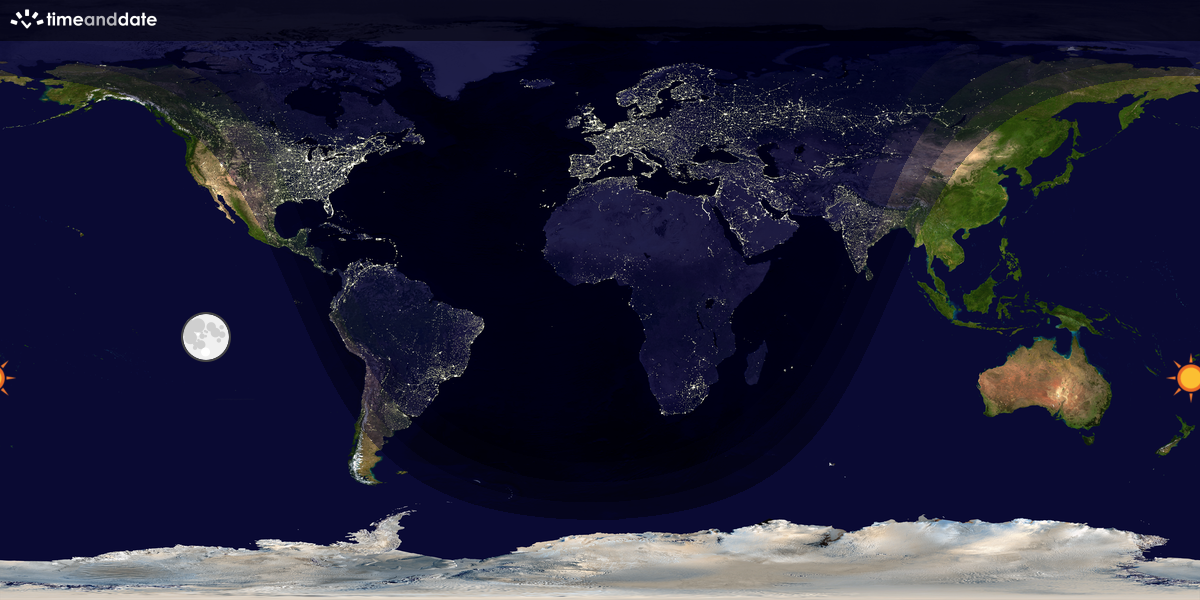 Verdenskart som viser dag og natt 