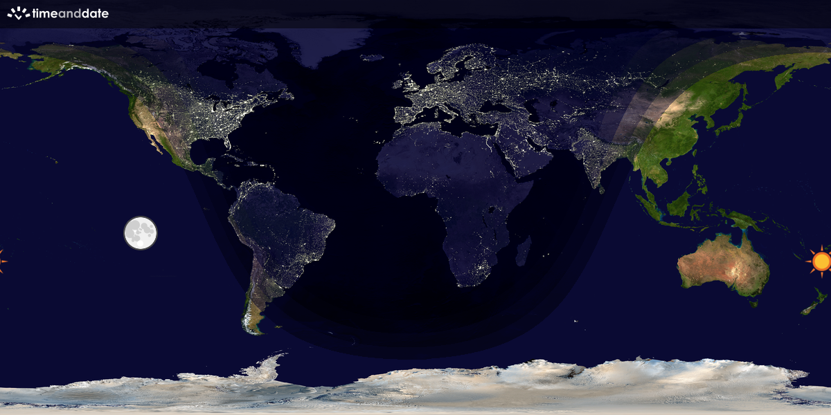 Verdenskart som viser dag og natt 