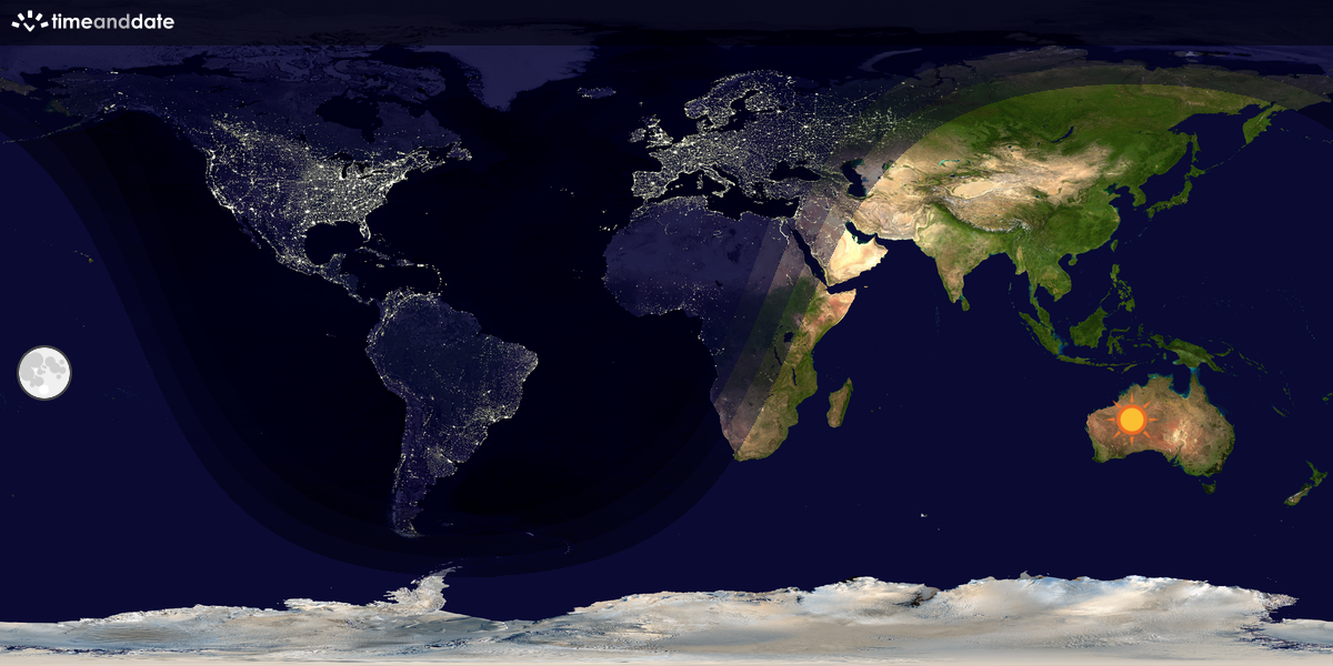 Verdenskart som viser dag og natt 