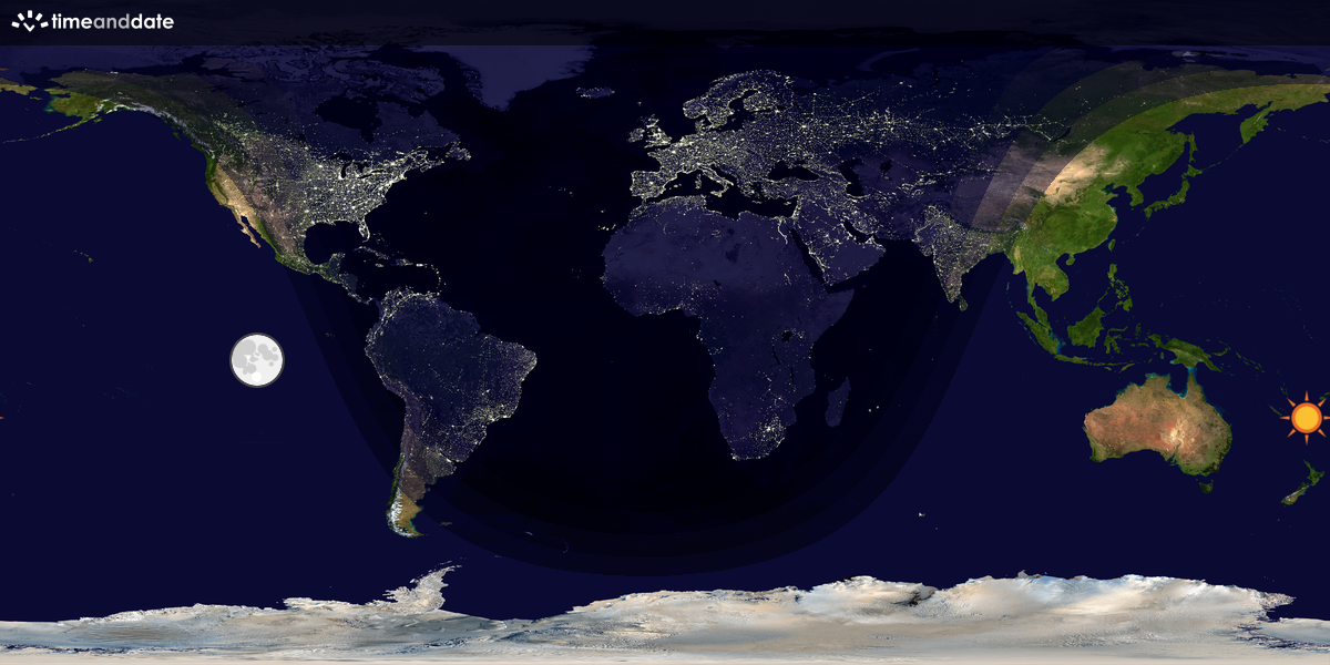 Verdenskart som viser dag og natt 